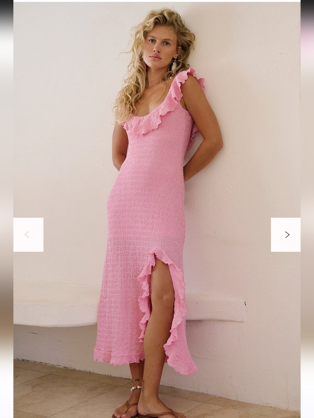 Free People Pink Off-Shoulder Ruffle Dress - Picture 3 of 9